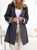 Cappotto lungo da donna con cappuccio e zip
