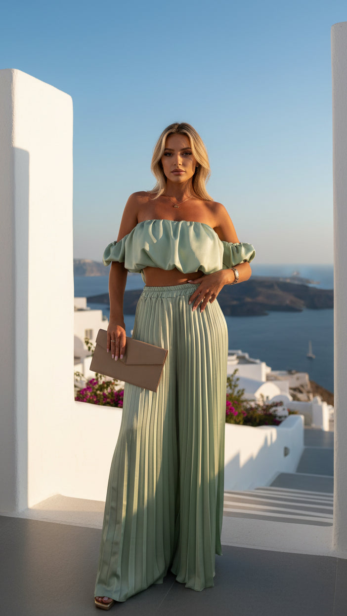 VIONZA™ | Conjunto Elegante de Top Bandeau y Pantalón Palazzo