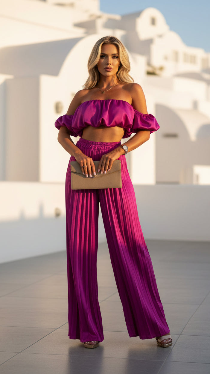 VIONZA™ | Conjunto Elegante de Top Bandeau y Pantalón Palazzo