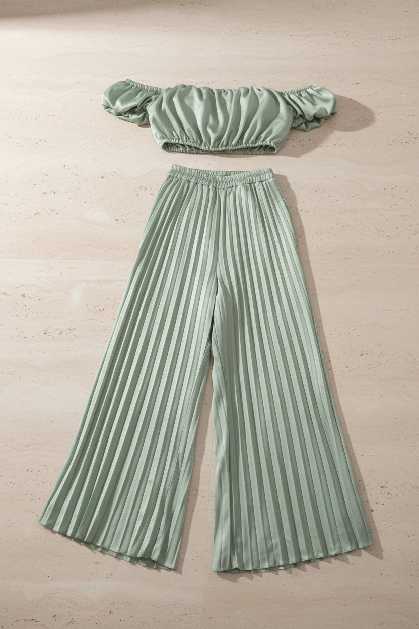 VIONZA™ | Conjunto Elegante de Top Bandeau y Pantalón Palazzo