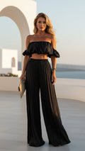 VIONZA™ | Conjunto Elegante de Top Bandeau y Pantalón Palazzo