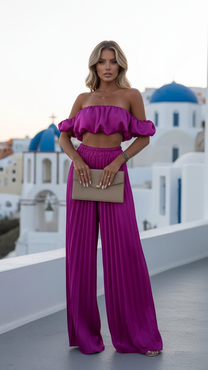 VIONZA™ | Conjunto Elegante de Top Bandeau y Pantalón Palazzo