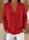 Women’s Casual Solid-Color Cardigan with V-Neck