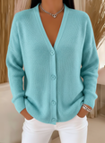 Women’s Casual Solid-Color Cardigan with V-Neck