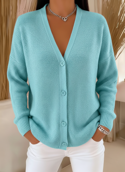 Women’s Casual Solid-Color Cardigan with V-Neck