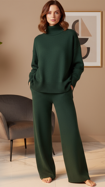 Women’s Casual Set with High Neck and Side Zip